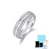 Anillo de Plata de Ley S925 de Venta Caliente en Comercio Exterior Transfronterizo con Incrustación de Moissanita, Moderno y Personalizado, Artesanía Exquisita, Estilo de Pareja para Regalo Mutuo