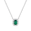 Colar de Açúcar Corte Esmeralda Outono e Inverno Prata 925 Alta Novo Tesouro Verde Chinês Colar Quadrado Feminino Luxo Leve Nicho