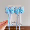 Corrente de Testa com Laço Infantil Ornamento de Testa Sereia Pérola Borla Grampo de Cabelo Meninas Acessório de Orelha Pendurado de Sereia Acessório de Cabeça para Meninas