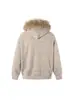 Sudadera con capucha y cuello de pelo a rayas de lana americana para hombre y mujer en otoño e invierno, nuevo estilo holgado y perezoso, cárdigan con cremallera