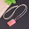 Flor de Melocotón Natural Rellena Buda Guanyin Colgante Flor de Cerezo Oro Rosa Seda Jade Plato de Paz Nube Auspiciosa Candado Colgante Collar Transmisión en Vivo