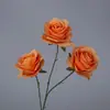Flor Artificial de Rosa Redonda de Tres Cabezas Flor Artificial Arreglo de Boda Flor de Rosa Individual Adornos para Sala de Estar Flor de Seda Flor Decorativa Boda