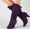 Fornecimento de Comércio Exterior Botas Femininas de Nobuck Primavera & Outono Fivela de Cinto Botas Altas de Cavaleiro Sapatos de Salto Grosso Desejo Amazon Aliexpress