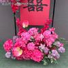 Orden de boda banquete de bodas flor artificial rosa roja floral decoración de boda tarjeta de bienvenida tablero KT flor falsa de boda flor de seda flor decorativa