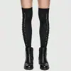 Medias Negras con Patrón de Cruz de Pedrería Estilo Gótico Oscuro, Medias Integradas Antideslizantes Hasta la Rodilla, Estilo Pura Deseo, Sexy, Adelgazantes, Versátiles