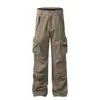 Macacão Amplo Paratrooper Maillard de Bolso Múltiplo Estilo Rua Americana Calças Retas de Lenhador Calças Casuais Masculinas e Femininas