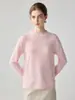 Suéter de malha gola redonda 100% cashmere puro para mulheres, novo suéter versátil de manga longa slim fit para outono e inverno