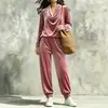 Comercio exterior europeo y americano sitio independiente Shopee nuevo estilo para mujer cuello de oscilación manga larga pantalón jogger de chándal traje casual suministro