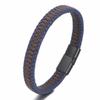 Pulsera de cuero tejida a mano de nuevo color mixto para comercio electrónico transfronterizo para hombre, estilo europeo y americano, pulsera con hebilla magnética de aleación, venta al por mayor al contado
