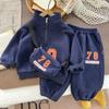 Traje de Invierno para Niños Casual Nuevo 2025 Otoño e Invierno Ropa Infantil Sudadera Deportiva con Media Cremallera para Niños Conjunto de Dos Piezas