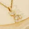 Cadena para Clavícula de Oso Elegante para Mujer, Colgante Transfronterizo Europeo y Americano, Nuevo Producto, Moda Versátil, Chapado en Cobre Dorado, Diamantes Incrustados de Alta Gama