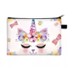 Cartera de Monedas de Gran Capacidad Transfronteriza, Bolsa de Maquillaje, Bolsa con Cremallera de Poliéster con Estampado de Unicornio, Bolsa de Almacenamiento, Papelería Portátil para Estudiantes