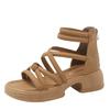 Sandálias femininas verão desgaste exterior 2024 novo sola grossa sapatos romanos estilo fada vestido salto grosso sandálias de praia