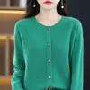 Cardigã de tricô com gola redonda ready-to-wear de fronteira, jaqueta suéter fina sem costura de fronteira, top segunda pele, casaco de primavera feminino