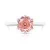 Anillo Clásico de Seis Garras Corte Rosa de Piedra Preciosa de Color Más Vendido en Transmisión en Vivo, Diamante de Alto Carbono Súper Brillante, Chapado en Oro Real, Anillo de Moda Versátil