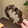 Diadema con ondas dentadas para otoño e invierno, para mujer, con raíces esponjosas, para lavarse la cara, para el cabello prensado, con pinza para el cabello de leopardo de felpa antideslizante