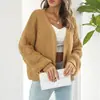 Cárdigan de punto de comercio exterior transfronterizo europeo y americano Otoño e invierno Nuevo Holgado Adelgazante Casual Elegante Suéter Combinable Abrigo de mujer