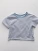 Camiseta Infantil Estilo Coreano Ropa Infantil 2026 Verano Nuevo Estilo Camiseta Rayada para Bebé Ropa de Verano para Bebé Top de Algodón Puro para Niños