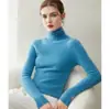 Novo suéter de outono e inverno sem costura 100% cashmere para mulheres, blusa base de malha slim-fit de gola alta com gola sobreposta