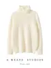 Suéter Base de Tricô Puro Caxemira com Gola de Pelo Escovado, Novo para Outono e Inverno, Versátil e Quente, para Mulheres