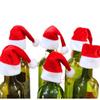 Novo boné de Natal Chapéu de Natal Conjunto de faca e garfo Decorações de mesa de Natal Boné grande Chapéu de garrafa de vinho