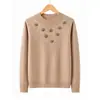 Blusa de inverno grossa e quente com gola média, elegante e estilosa, para mães; suéter quente de fleece versátil tudo-em-um para mulheres de meia-idade e idosas.