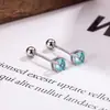 Nuevos Pendientes de Rosca con Diamante Individual de Cuatro Garras de Colores, Pendientes Versátiles y de Moda para Mujer, Gama Alta, Lujo Ligero y Diamantes Brillantes