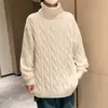 Suéter de Punto Trenzado para Hombre Otoño e Invierno Suéter de Punto para Hombre Holgado Primavera y Otoño Cuello Alto Manga Larga