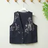 Novo Colete Bordado de Algodão e Linho Estilo Chinês, Moda Verão Nova Artístico Tendência Estiloso Sem Mangas Jaqueta para Mulheres
