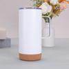 Taza de coche al vacío de doble capa de 16 oz con fondo de corcho de roble transfronterizo, taza termo de acero inoxidable 304, taza de café