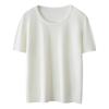 Suéter de Cashmere para Mulheres, 100% Seda de Amora, Casual, Versátil, Moderno, Cor Sólida, Simples, Gola Redonda, Pulôver, Tricô de Manga Curta