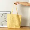 Bolsa de lona Bolsa de mão para meninas, bolsa de lona com laço estampado, bolsa de ombro de grande capacidade para estudantes