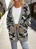 Nuevo cárdigan fino largo de comercio exterior transfronterizo con bolsillos, chaqueta suéter de moda personalizada casual estampada de otoño e invierno para mujer
