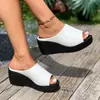 Sandalias de Cuña de Tacón Alto Transfronterizas para Mujer Verano 2026 Plataforma Suela Gruesa Impermeables Boca de Pez Talla Grande Sandalias de Deslizamiento para Exteriores