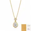 Collar Colgante de Plata S925 Moissanita de 1.25 Quilates Gota de Agua Diseño Original Cadena Clavicular de Lujo Ligero Venta Caliente Transfronteriza