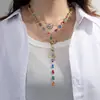Colar Feminino Ajustável de Liga Estilo Étnico Retrô Pingente Redondo Cruz Contas de Pérola Acrílico