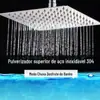 Chuveiro Ultra Fino Transfronteiriço com Topo de Chuva, Bico de Aço Inoxidável 304, Chuveiro Quadrado, Chuveiro Popular de 8 polegadas com Acabamento Espelhado Conjunto Completo