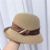 Sombrero de Paja Elegante Francés con Perlas Sombrero de Sol de Verano para Viaje para Mujer Sombrero de Playa de Vacaciones para Mujer Sombrero de Sol para Mujer