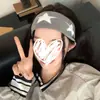 Faixa de Cabeça de Tricô Estrela de Cinco Pontas Retro Americana Hip-Hop Elástica de Aba Larga Moda Simples Casual Esportiva