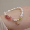 Pulsera de Perla de Agua Dulce Natural Estilo Fresco Cristal Fresa Amor Lujo Ligero Diseño de Alto Nivel Estilo ins Joyería Nicho