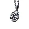 Prata de lei S925 padrão de grama Tang cruz flor do exército pingente personalidade retrô moderno masculino estilo hip hop oco pingente de colar atacado