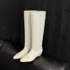 Botas Largas de Moda Estilo Británico de 3 cm Caña Alta Nuevas Llegadas Otoño/Invierno Punta Fina Tacón Bajo Hasta la Rodilla Sin Cierre Botas de Montar