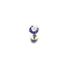 Brinco Stud Hélice de Osso de Ouvido Binks F136 Liga de Titânio Zircônia 5A Rosca Haste Redonda Plana de Quatro Garras 8mm Brincos Stud para Mulheres