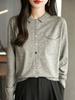 Suéter Cardigan de Punto para Mujer con Cuello Polo Pequeño de Color Sólido Mezcla de Lana Holgado Más Fácil de Combinar Botón de Color Camisa de Punto