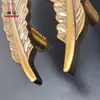 Maçanetas Decorativas Personalizadas Criativas Estilo Chinês Novo Maçanetas de Gaveta de Guarda-roupa Maçanetas de Porta de Armário de Latão Folha Pena