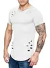 Nueva Camiseta Casual Suelta de Color Sólido Estilo Europeo y Americano Talla Grande Agujero para Hombres y Mujeres
