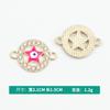 Duplo pendurado ponto redondo diamante estrela de cinco pontas jóias diy acessórios pingando liga de óleo colar pulseira único pendurado pingente acessórios