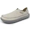 Mocassins Casuais de Couro Vazados Respiráveis de Verão Novos para Homens, Sapatos Slip-On com Solado Macio, Mocassins Tamanho Grande 46