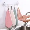 Toalla de mano colgante de vellón de coral engrosada, patrón de piña, paño absorbente de doble cara, paño de limpieza para cocina, paño para platos
