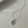 Colar de Prata de Lei S925 com Água-Marinha para Mulheres, Design Exclusivo com Elegante Pingente Oval Corrente Clavícula